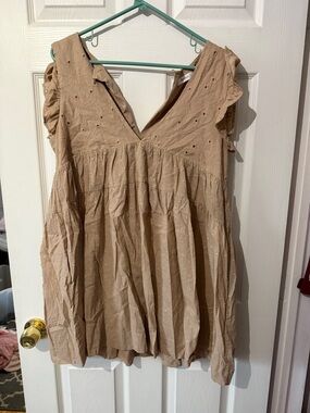 Mustard Seed Beige Eyelet Babydoll Tunic